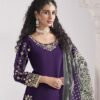 Refined Violet Roman Silk Patiala Salwar Kameez – 60251-231-B Refined Violet Roman Silk Patiala Salwar Kameez – 60251-231-B