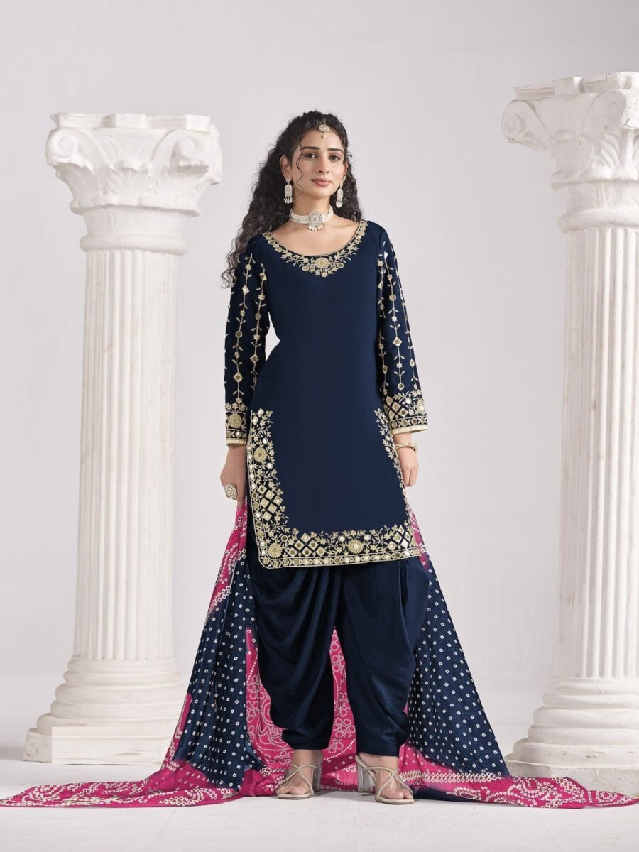 Confident Navy Blue Roman Silk Patiala Salwar Kameez – 60251-231-C Confident Navy Blue Roman Silk Patiala Salwar Kameez – 60251-231-C