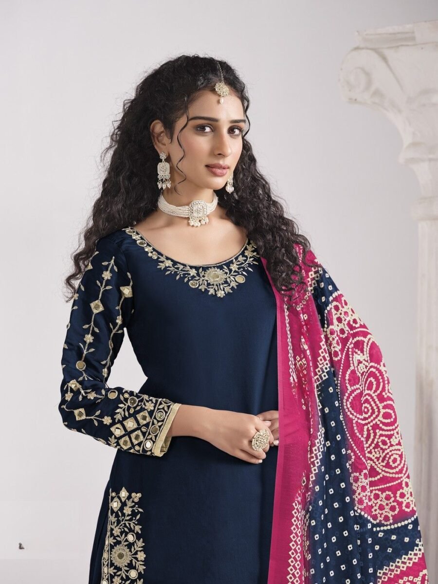 Confident Navy Blue Roman Silk Patiala Salwar Kameez – 60251-231-C Confident Navy Blue Roman Silk Patiala Salwar Kameez – 60251-231-C