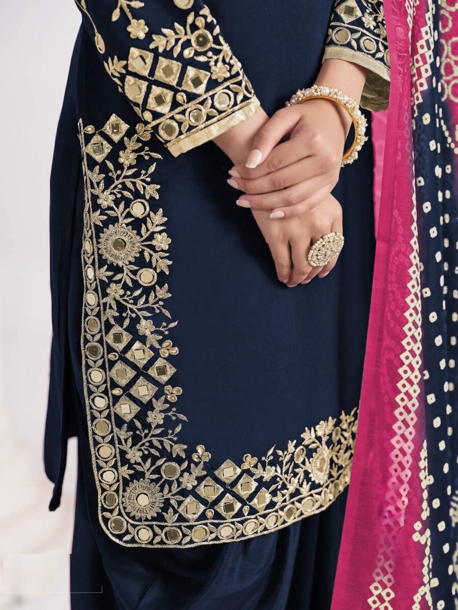 Confident Navy Blue Roman Silk Patiala Salwar Kameez – 60251-231-C Confident Navy Blue Roman Silk Patiala Salwar Kameez – 60251-231-C