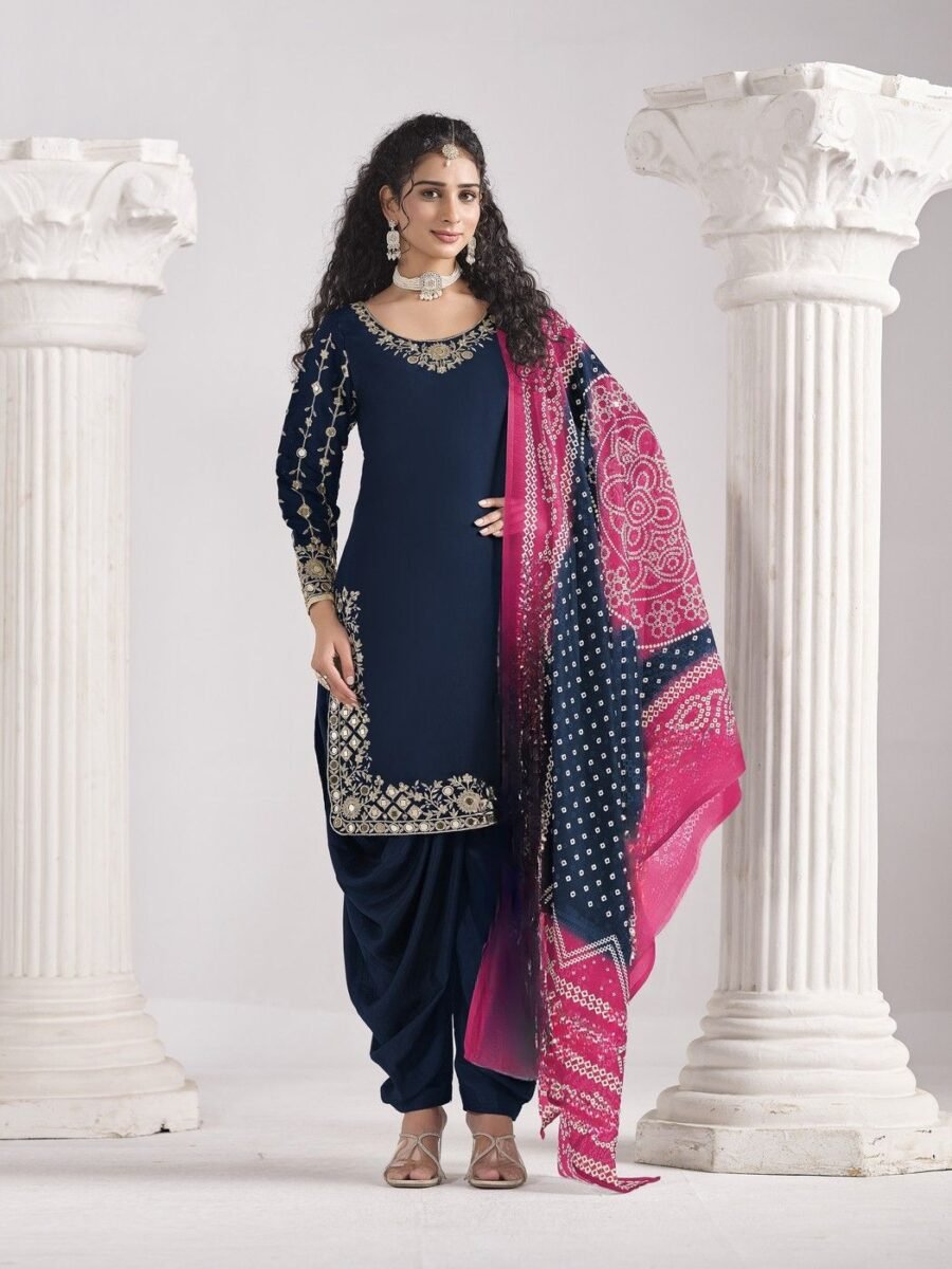 Confident Navy Blue Roman Silk Patiala Salwar Kameez – 60251-231-C Confident Navy Blue Roman Silk Patiala Salwar Kameez – 60251-231-C