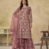 Dynamic Mauve Net Palazzo Salwar Kameez – 61087-235-A
