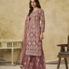 Dynamic Mauve Net Palazzo Salwar Kameez – 61087-235-A