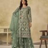 Sophisticated Green Net Palazzo Salwar Kameez – 61087-235-B
