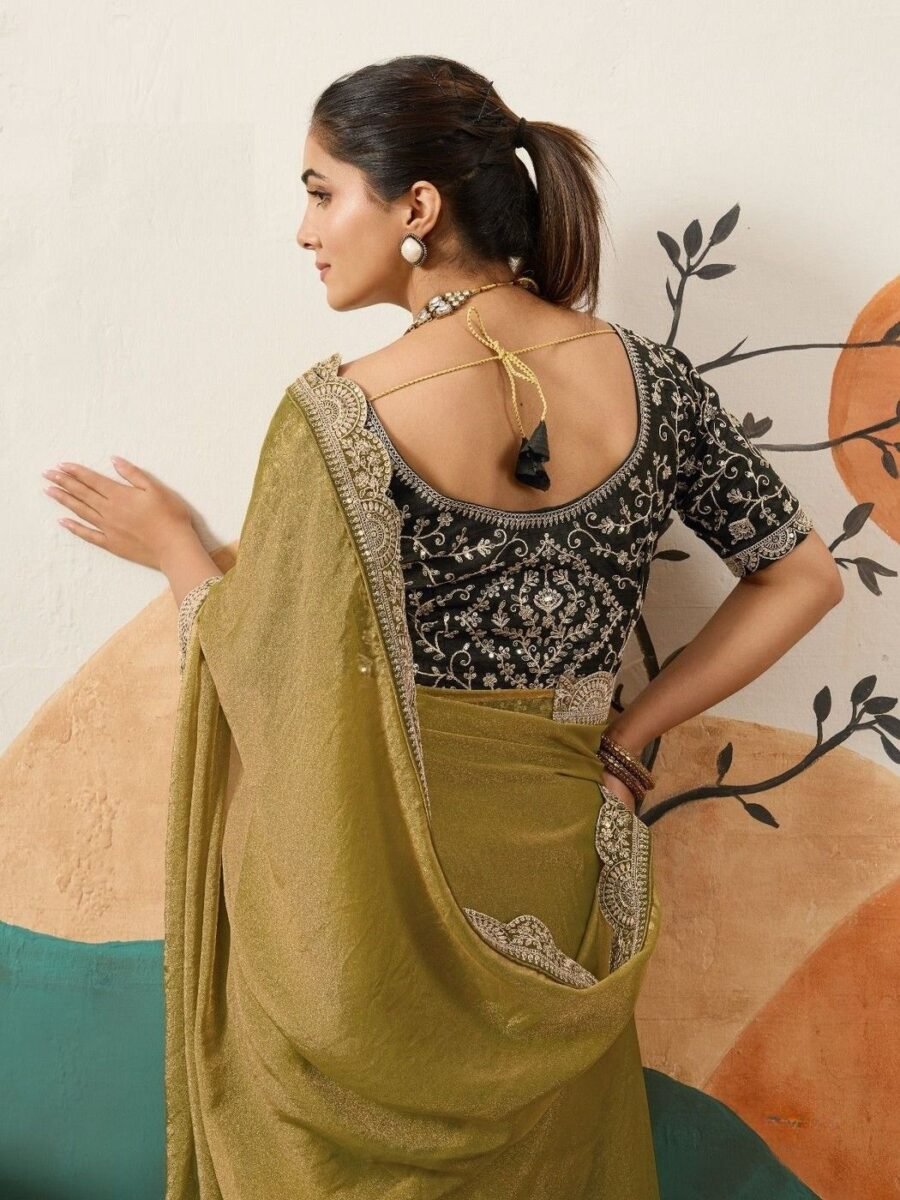Gorgeous Olive Green Banglori Silk Traditional Saree – 61402-14003 Gorgeous Olive Green Banglori Silk Traditional Saree – 61402-14003