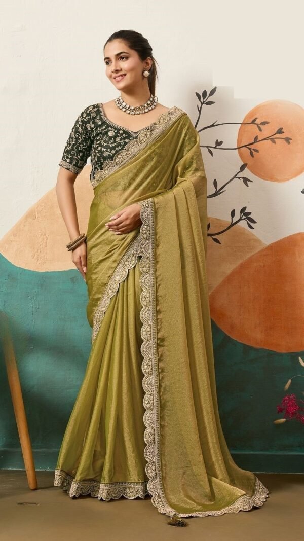 Gorgeous Olive Green Banglori Silk Traditional Saree – 61402-14003