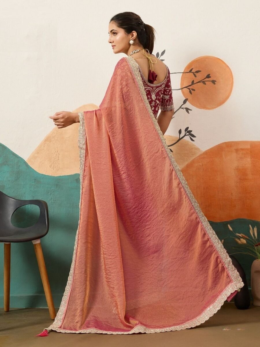 Dreamy Pink Banglori Silk Traditional Saree – 61402-14004