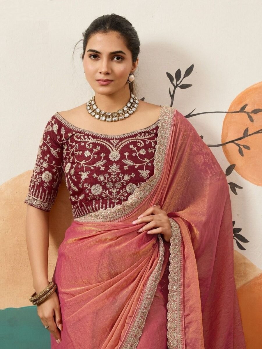 Dreamy Pink Banglori Silk Traditional Saree – 61402-14004