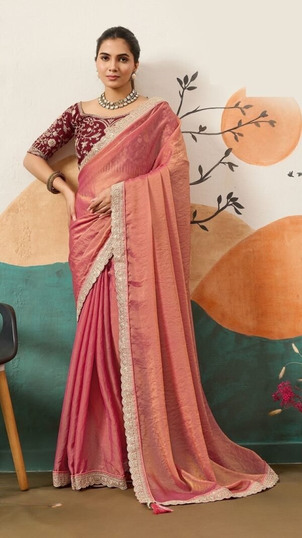 Dreamy Pink Banglori Silk Traditional Saree – 61402-14004