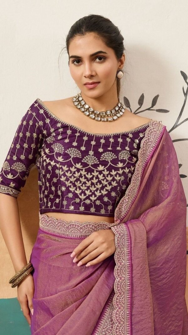 Playful Purple Banglori Silk Traditional Saree – 61402-14006