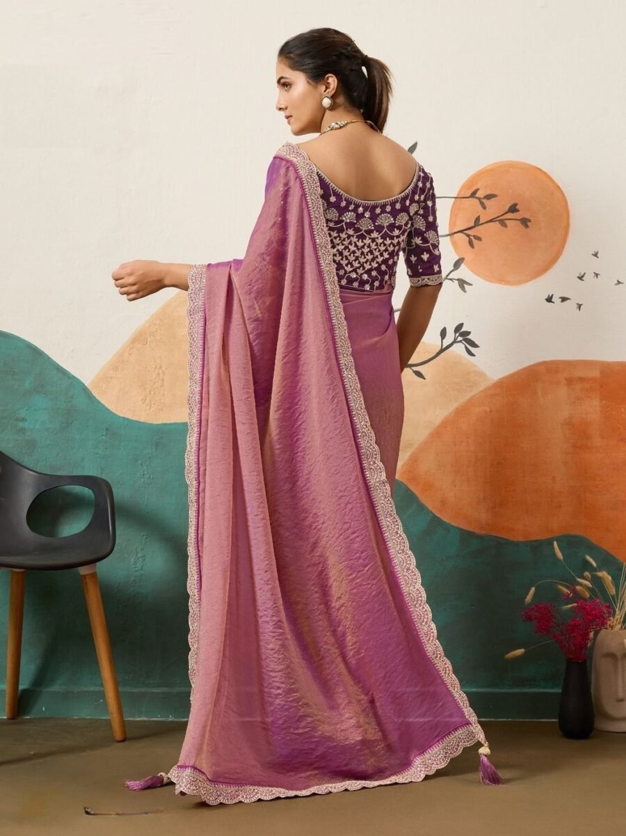 Playful Purple Banglori Silk Traditional Saree – 61402-14006