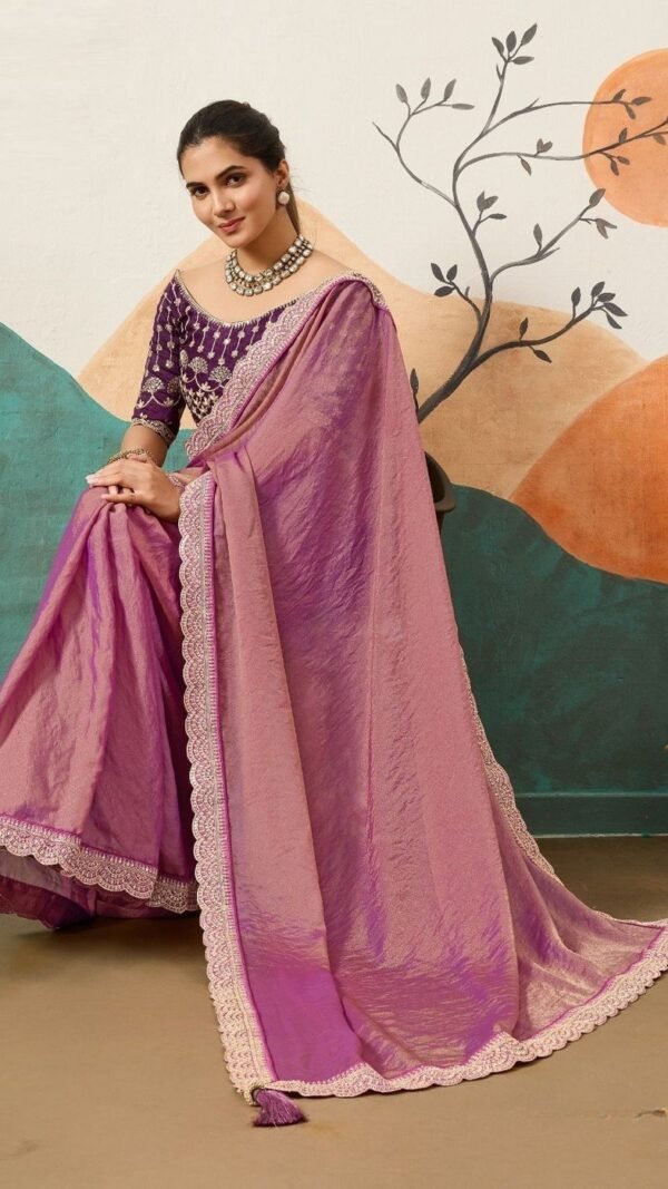 Playful Purple Banglori Silk Traditional Saree – 61402-14006