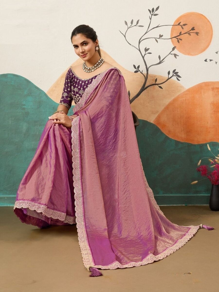 Playful Purple Banglori Silk Traditional Saree – 61402-14006
