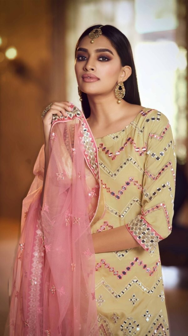 Dynamic Beige Organza Palazzo Salwar Kameez – AD-BV1-5201