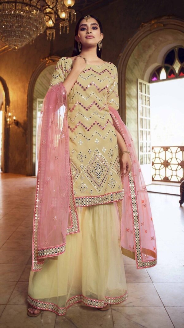 Dynamic Beige Organza Palazzo Salwar Kameez – AD-BV1-5201