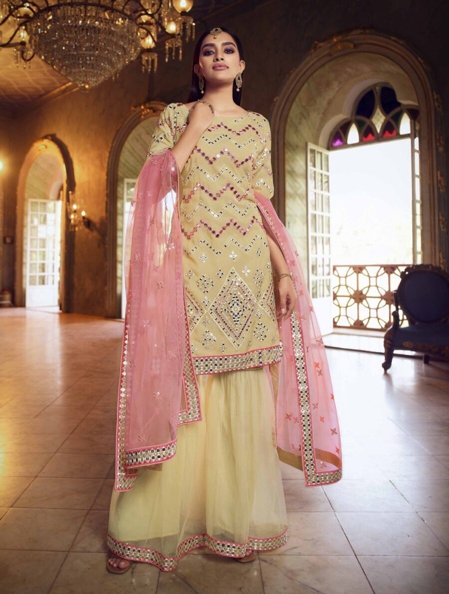 Dynamic Beige Organza Palazzo Salwar Kameez – AD-BV1-5201 Dynamic Beige Organza Palazzo Salwar Kameez – AD-BV1-5201