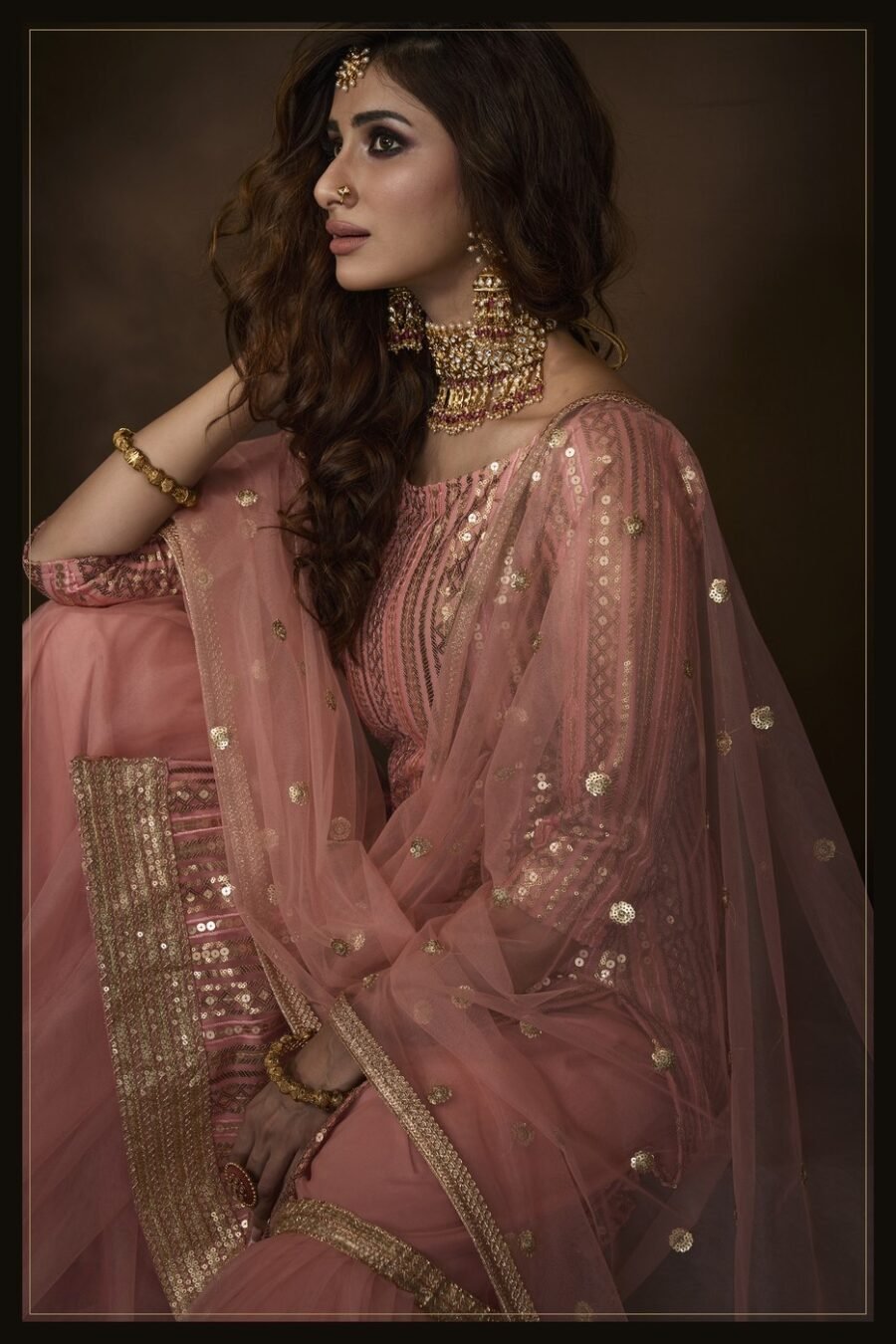 Polished Pink Soft Net Palazzo Salwar Kameez – AD-NS1-4201