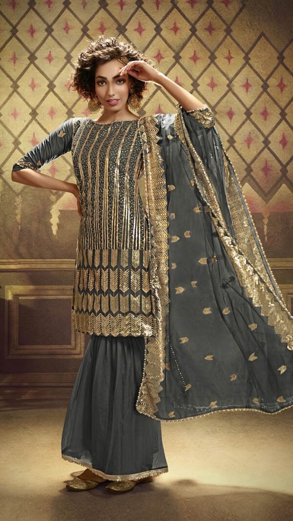 Alluring Grey Soft Net Palazzo Salwar Kameez – AD-NS2-4905