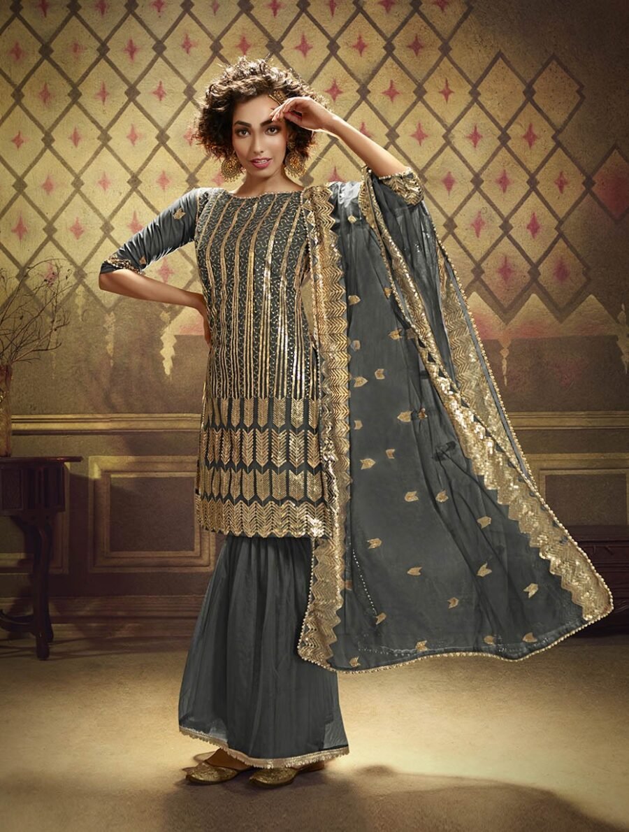 Alluring Grey Soft Net Palazzo Salwar Kameez – AD-NS2-4905
