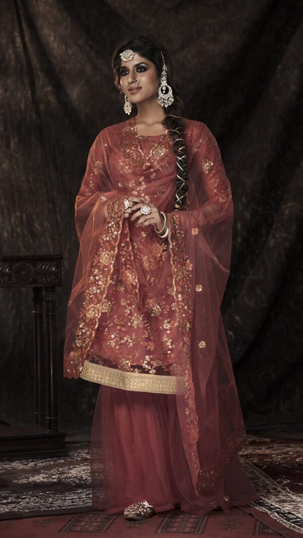 Glamorous Orange Soft Net Palazzo Salwar Kameez – AD-NS4-14002
