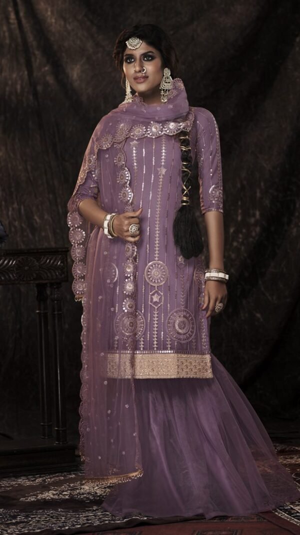 Chic Purple Soft Net Palazzo Salwar Kameez – AD-NS4-14003