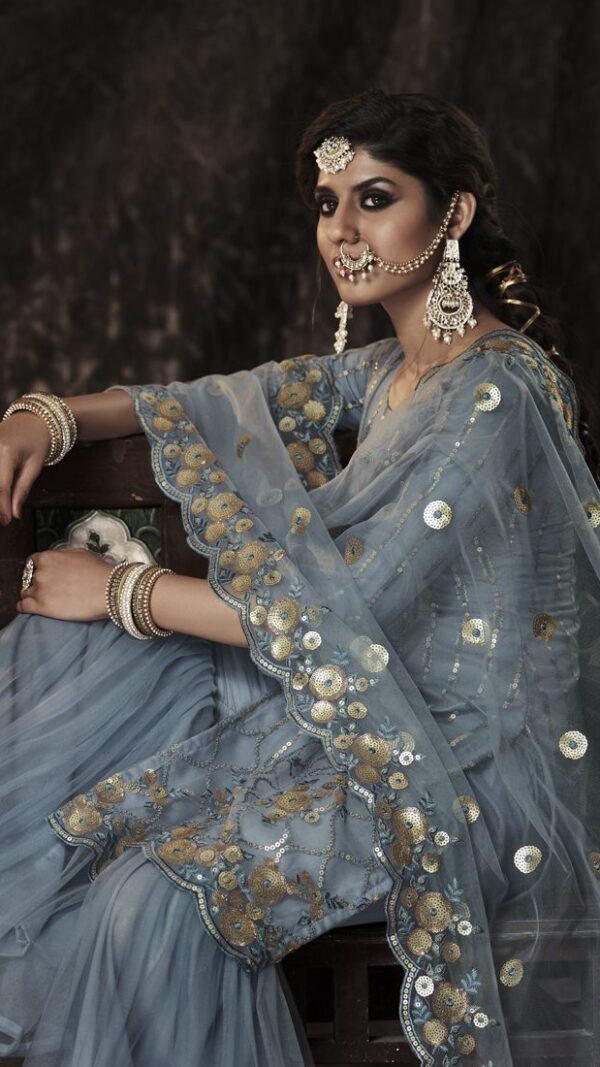 Captivating Grey Soft Net Palazzo Salwar Kameez – AD-NS4-14008