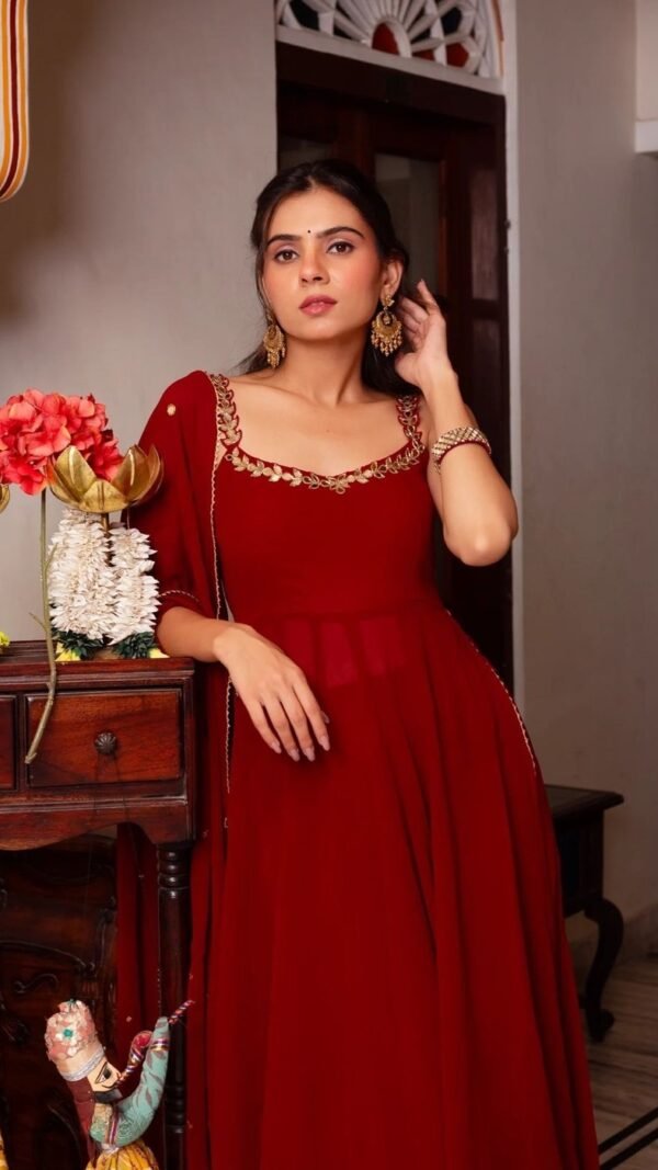 Exquisite Red Georgette Palazzo Salwar Kameez – 62440-5889