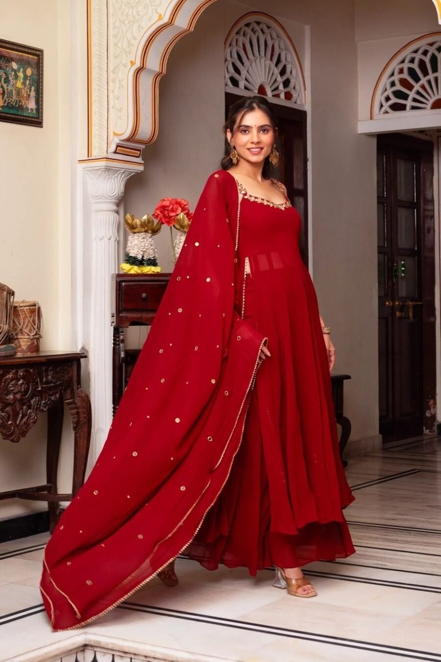 Exquisite Red Georgette Palazzo Salwar Kameez – 62440-5889