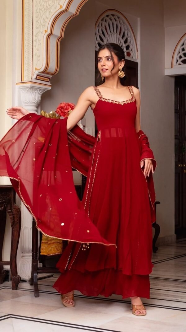 Exquisite Red Georgette Palazzo Salwar Kameez – 62440-5889