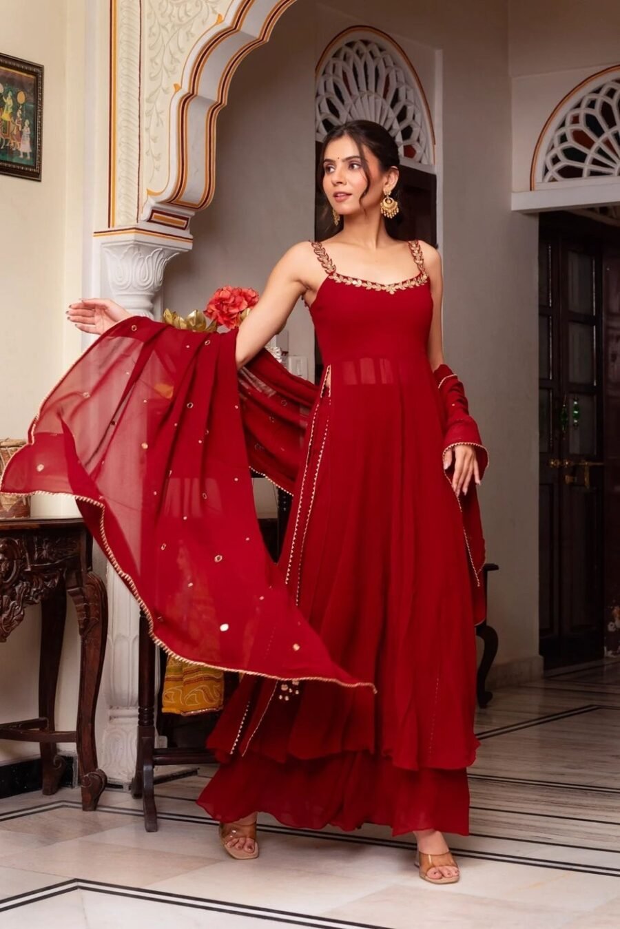Exquisite Red Georgette Palazzo Salwar Kameez – 62440-5889