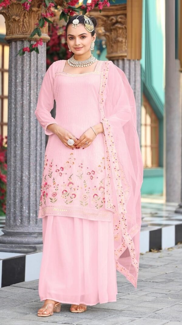 Alluring Oink Georgette Palazzo Salwar Kameez – 62442-717
