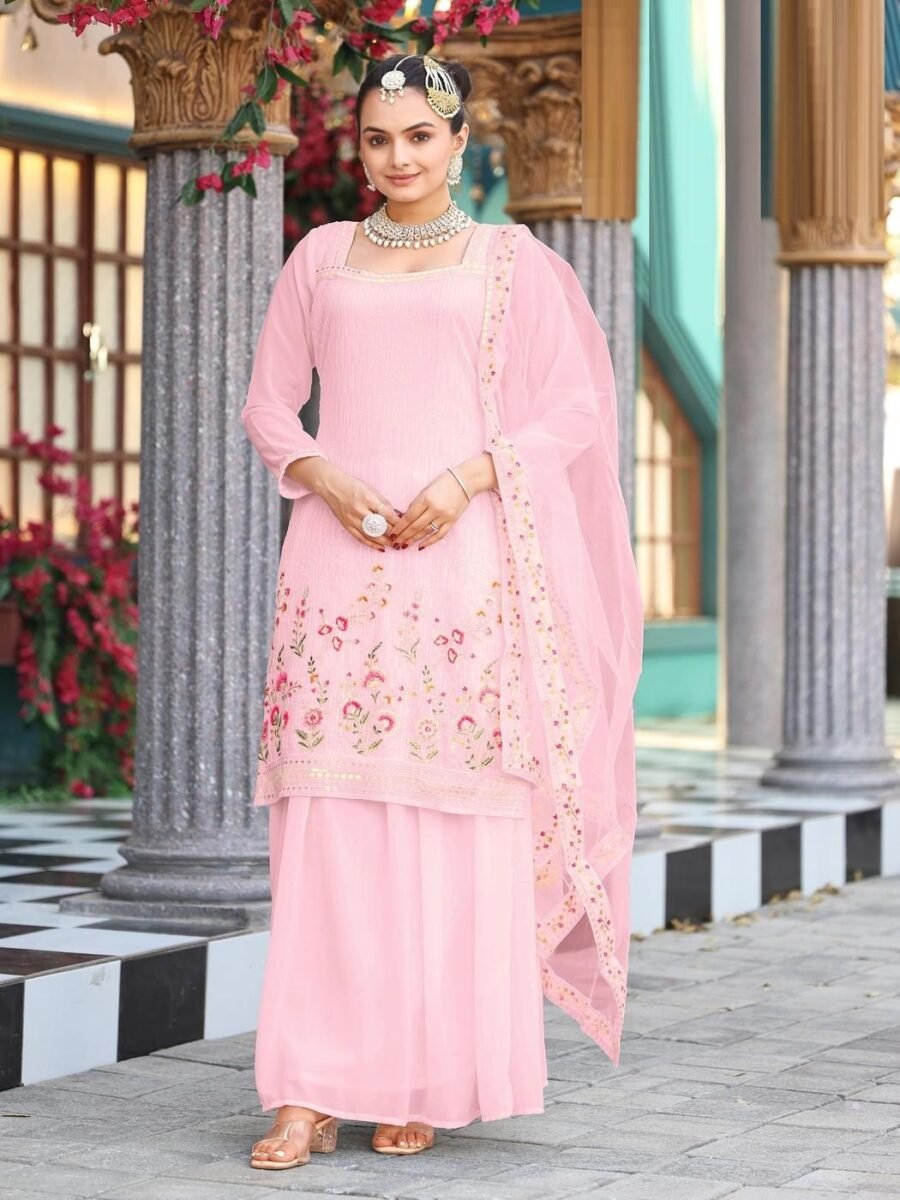 Alluring Oink Georgette Palazzo Salwar Kameez – 62442-717