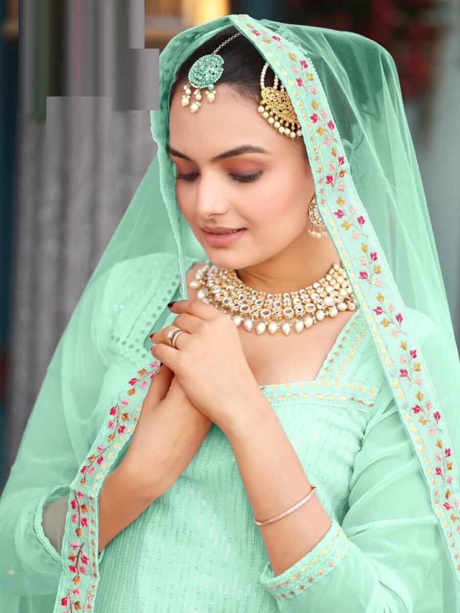 Striking Green Georgette Palazzo Salwar Kameez – 62442-719