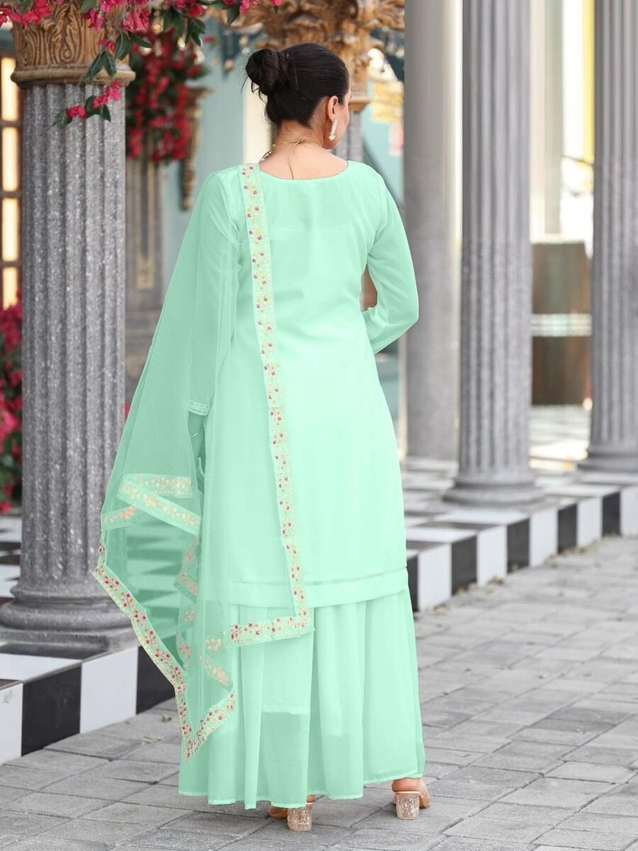 Striking Green Georgette Palazzo Salwar Kameez – 62442-719