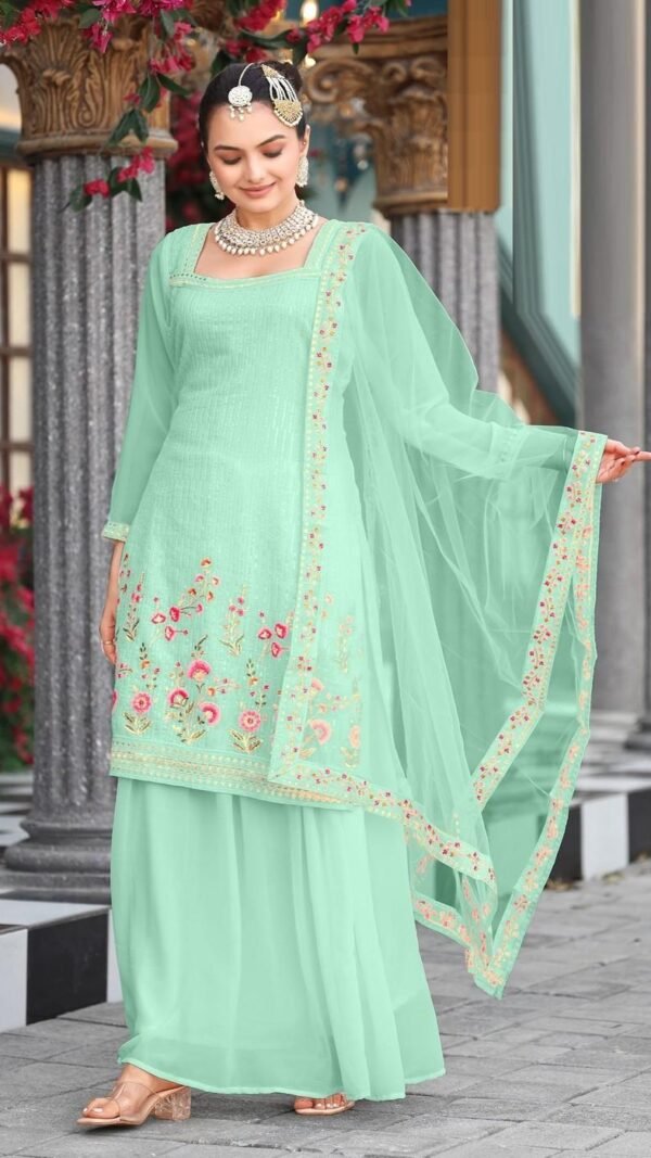 Striking Green Georgette Palazzo Salwar Kameez – 62442-719