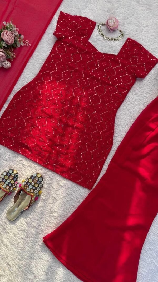 Bold Red Georgette Straight Salwar Kameez – 62488-1543-A