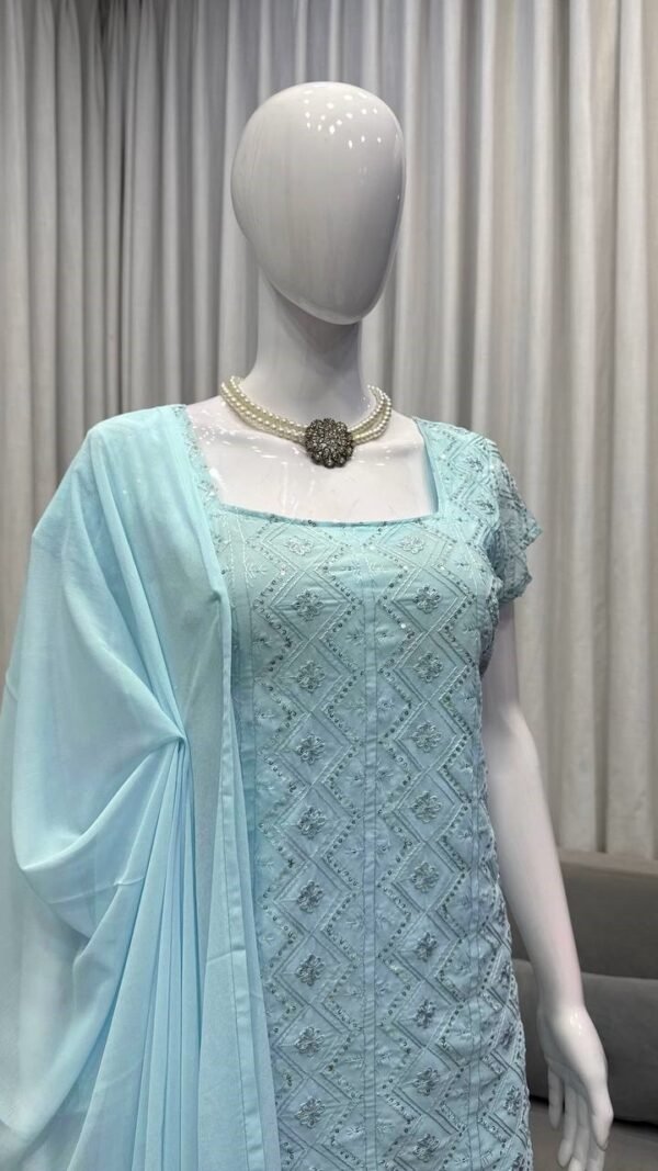 Captivating Sky Blue Georgette Straight Salwar Kameez – 62488-1543-B