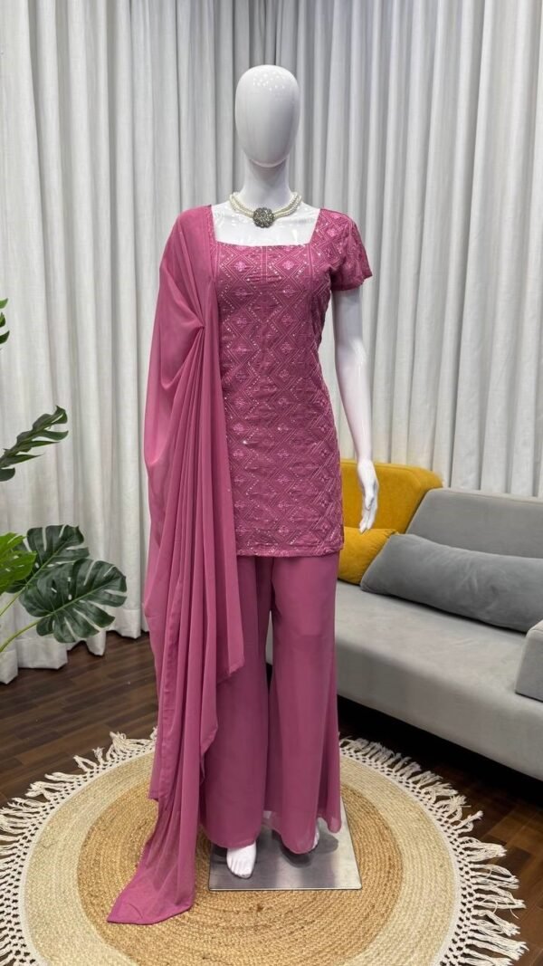 Magical Mauve Georgette Straight Salwar Kameez – 62488-1543-C