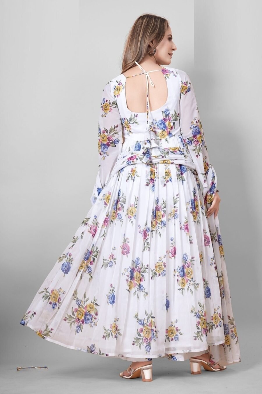 Charming Cream Georgette Anarkali Salwar Kameez – 62510-19