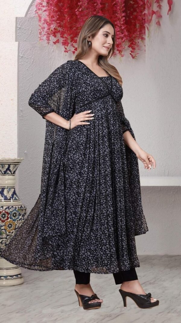 Luxe Black Georgette Anarkali Salwar Kameez – 62510-20