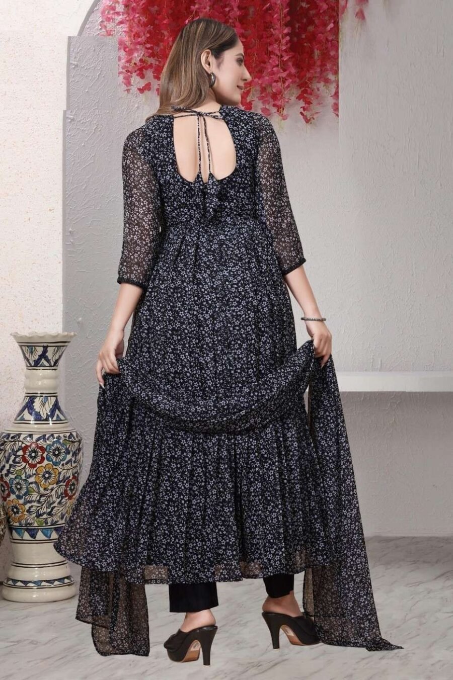 Luxe Black Georgette Anarkali Salwar Kameez – 62510-20 Luxe Black Georgette Anarkali Salwar Kameez – 62510-20