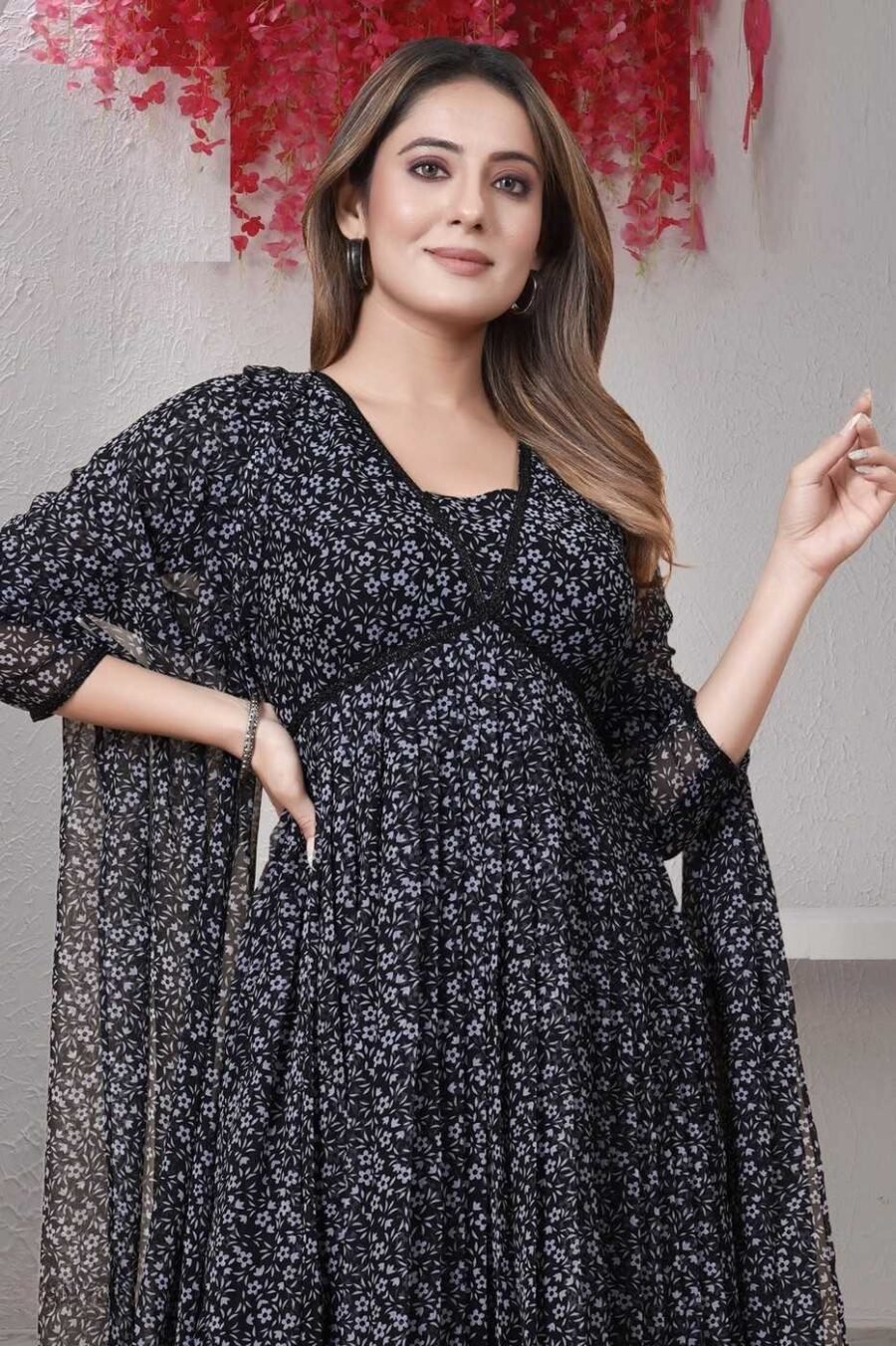 Luxe Black Georgette Anarkali Salwar Kameez – 62510-20 Luxe Black Georgette Anarkali Salwar Kameez – 62510-20