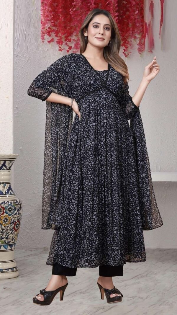 Luxe Black Georgette Anarkali Salwar Kameez – 62510-20