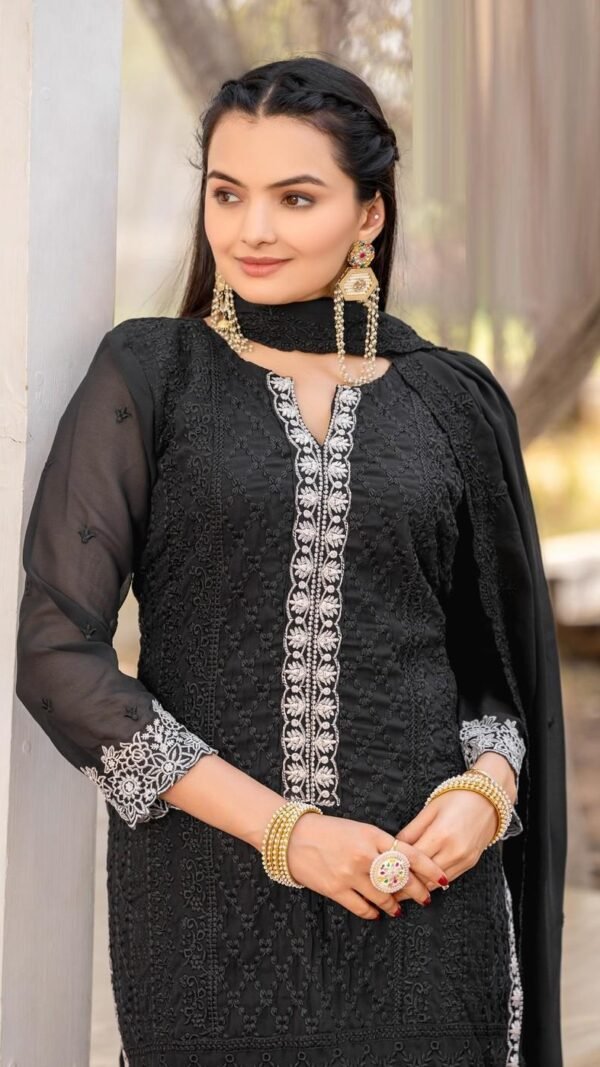 Radiant Black Georgette Straight Salwar Kameez – 62525-723