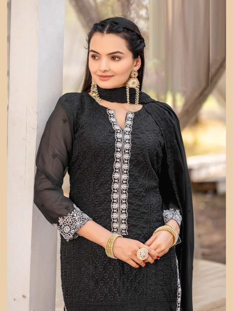 Radiant Black Georgette Straight Salwar Kameez – 62525-723