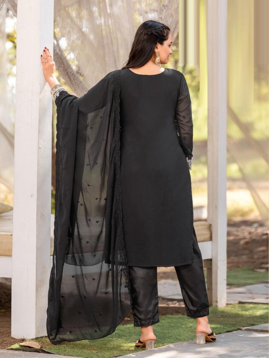 Radiant Black Georgette Straight Salwar Kameez – 62525-723