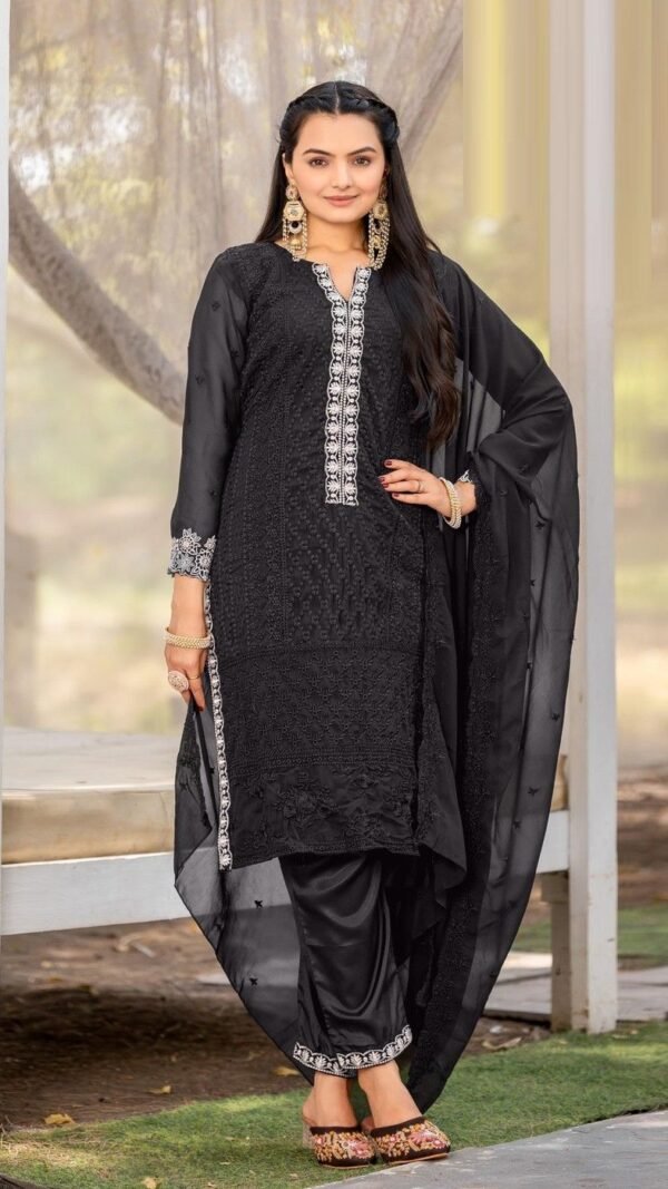 Radiant Black Georgette Straight Salwar Kameez – 62525-723