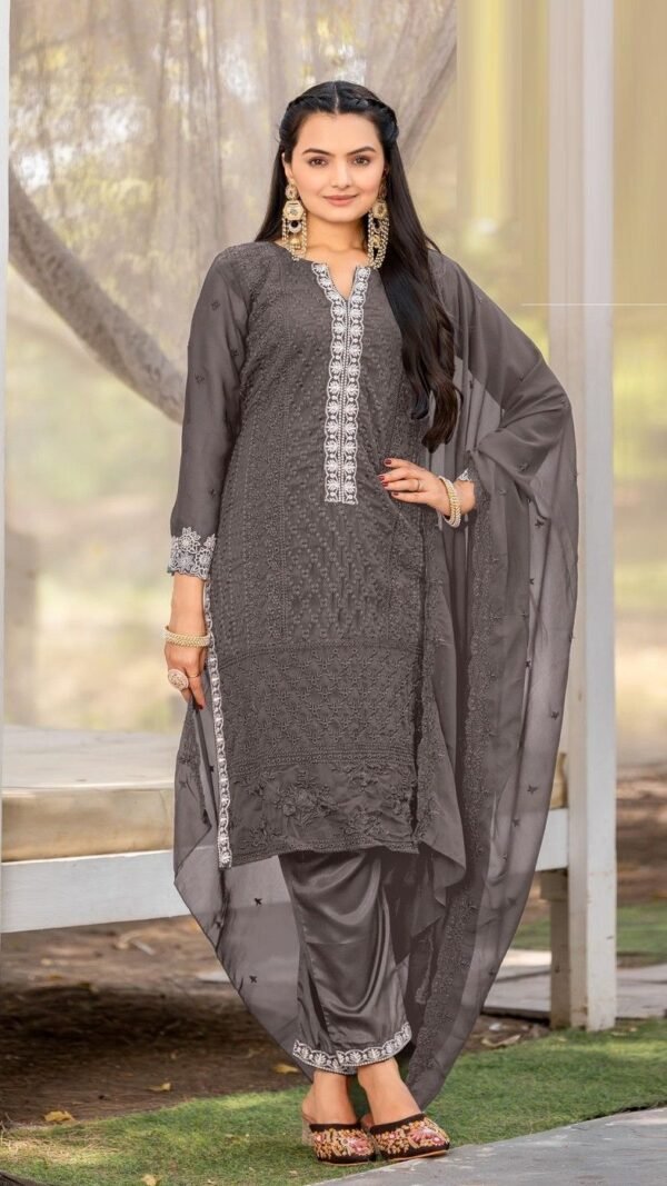 Chic Grey Georgette Straight Salwar Kameez – 62525-724