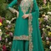 Dynamic Teal Blue Chinon Palazzo Salwar Kameez – 62535-595
