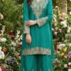 Dynamic Teal Blue Chinon Palazzo Salwar Kameez – 62535-595
